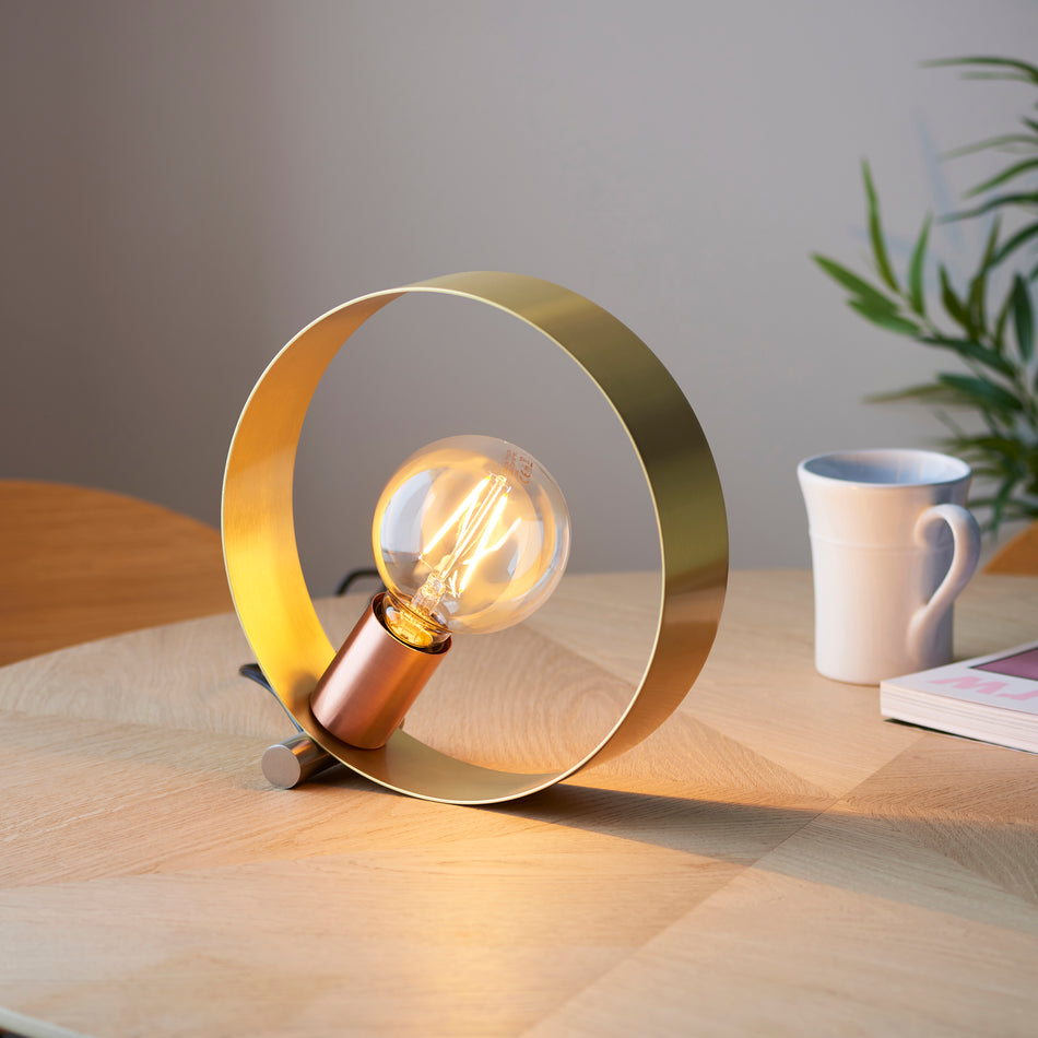 Hoop 1lt Table Brushed brass, nickel & copper plate