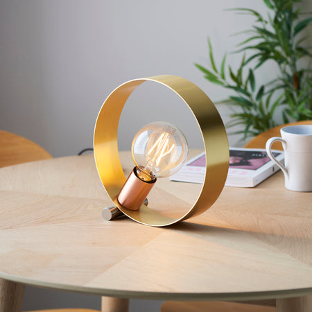 Hoop 1lt Table Brushed brass, nickel & copper plate